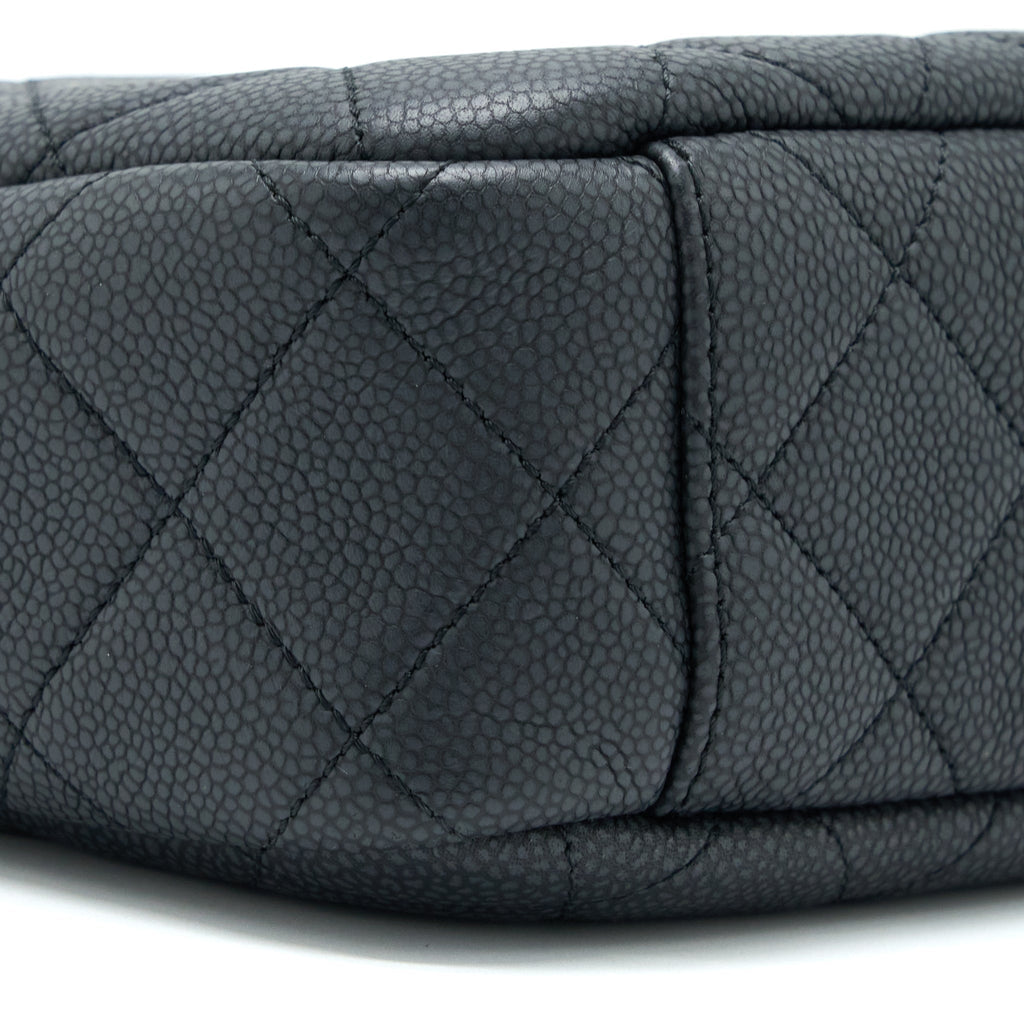 CHANEL LARGE CAMERA BAG GRAINED CALFSKIN DARK GREY LGHW