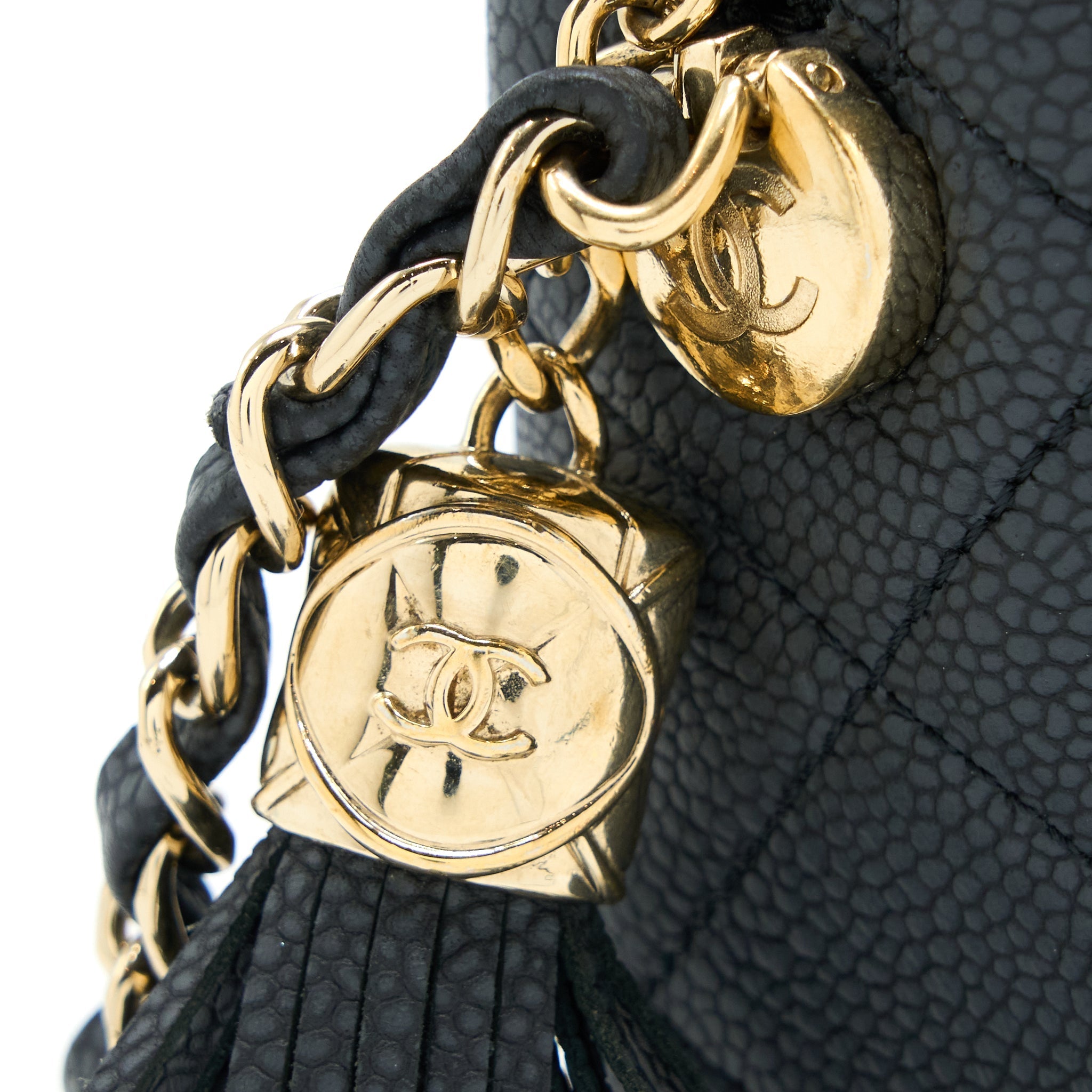 CHANEL LARGE CAMERA BAG GRAINED CALFSKIN DARK GREY LGHW