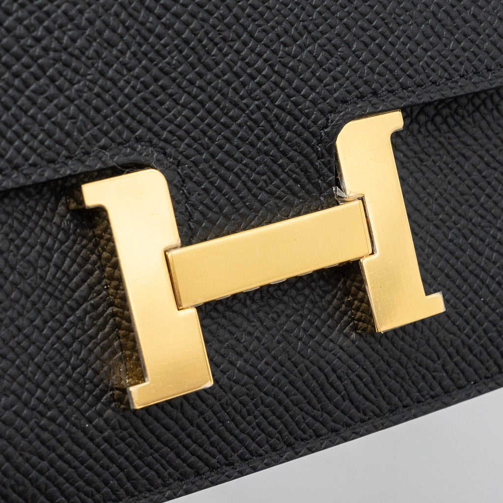 HERMES CONSTANCE SLIM WALLET EPSOM BLACK GHW