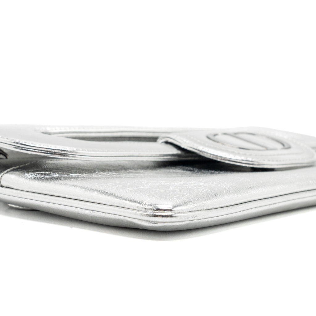 DIOR DIORDOUBLE CLUTCH WITH CHAINS CALFSKIN ARGENT BLACK HARDWARE