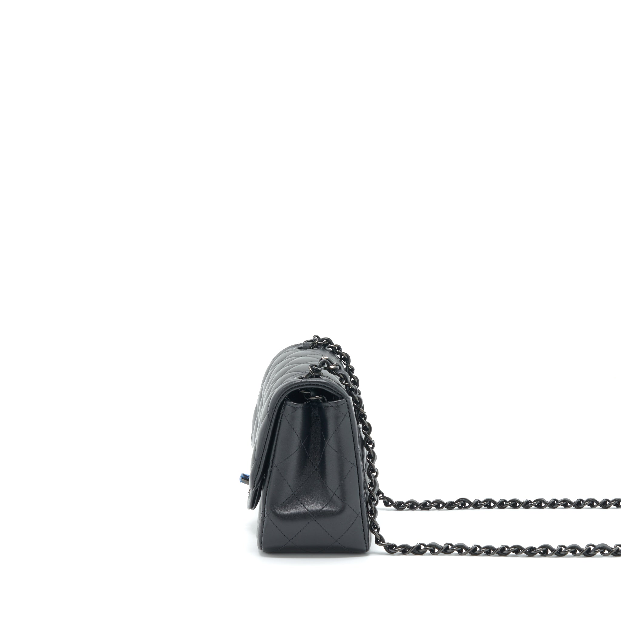CHANEL MINI SQUARE FLAP BAG LAMBSKIN SO BLACK
