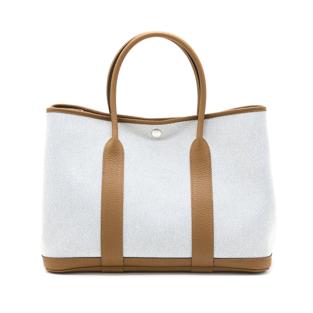 HERMES GARDEN PARTY 36 NEGONDA/CANVAS ECRU/ALEZAN/BLUE BILL SHW