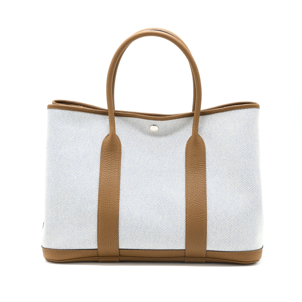 HERMES GARDEN PARTY 36 NEGONDA/CANVAS ECRU/ALEZAN/BLUE BILL SHW