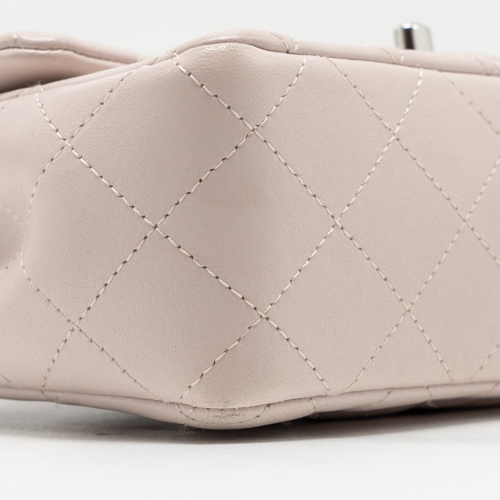 CHANEL MINI RECTANGULAR FLAP BAG LAMBSKIN LIGHT PINK SHW (MICROCHIP)