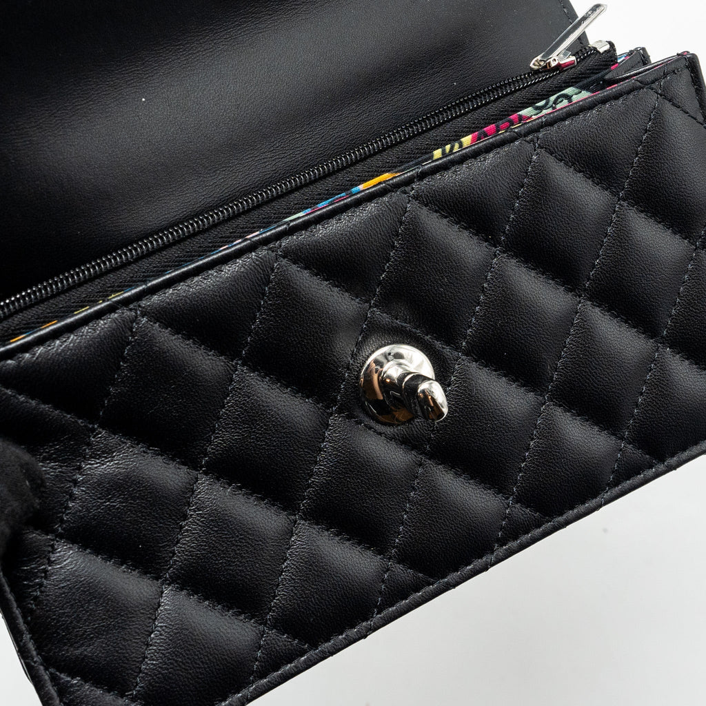 CHANEL TOP HANDLE MINI WALLET ON CHAIN FLAP BAG LAMBSKIN BLACK SHW (MICROCHIP)