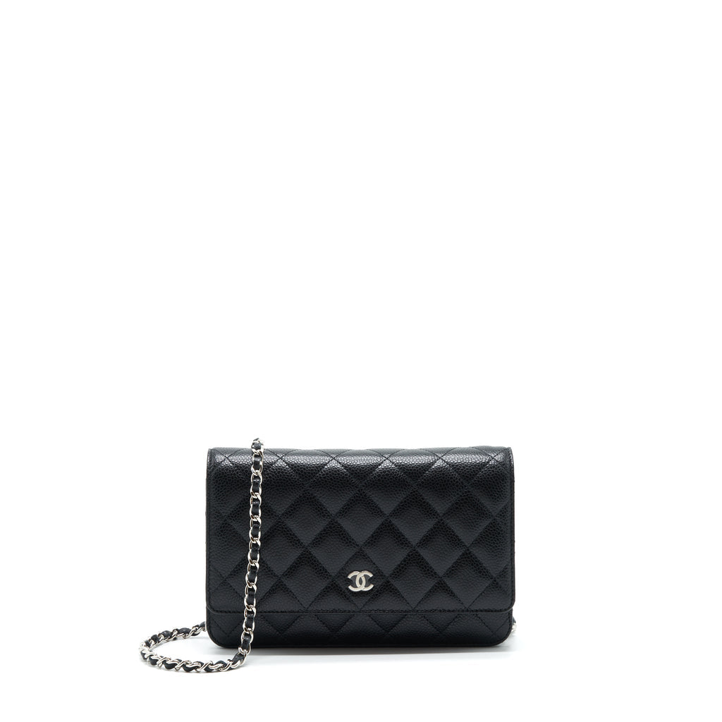 CHANEL CLASSIC WALLET ON CHAIN CAVIAR BLACK SHW (MICROCHIP)
