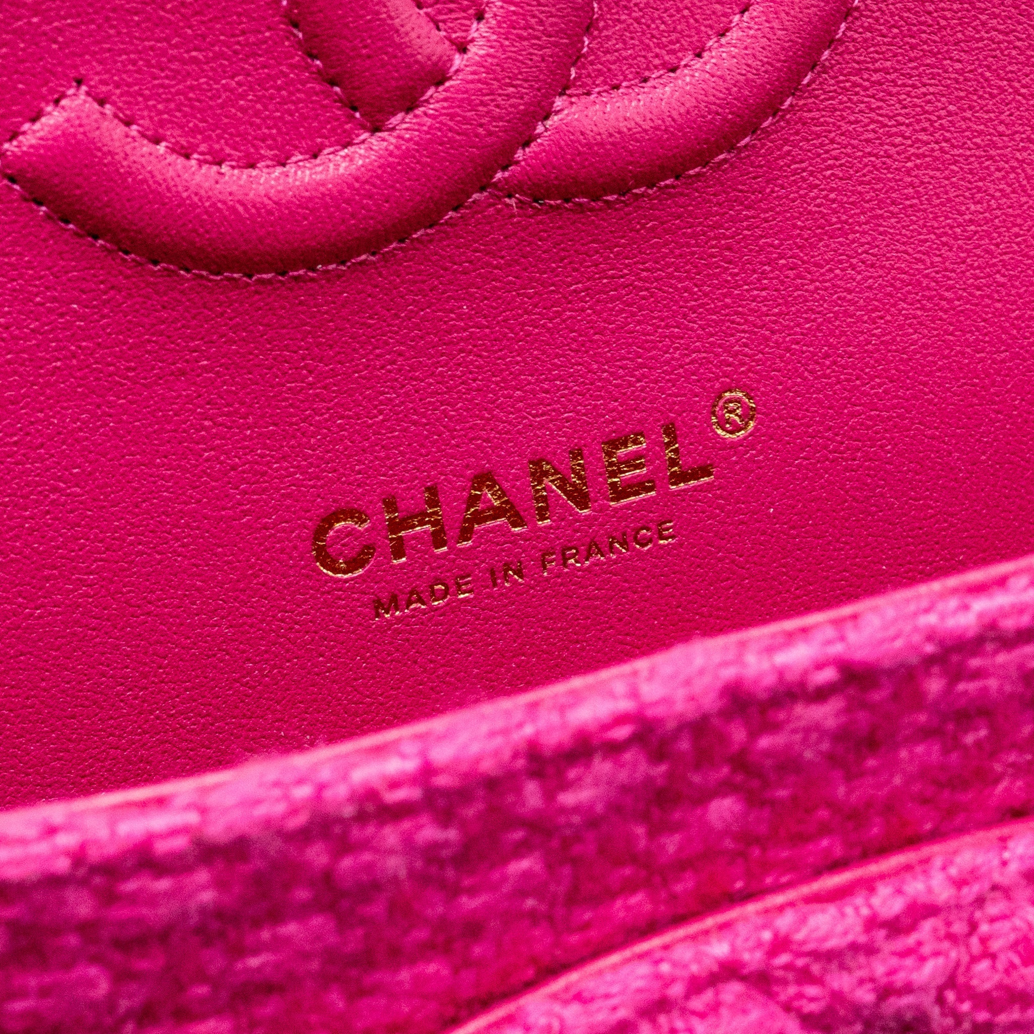 CHANEL MEDIUM CLASSIC DOUBLE FLAP BAG TWEED PINK LGHW (MICROCHIP)