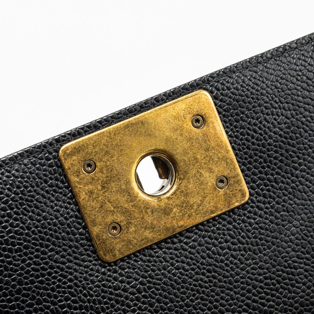 CHANEL SMALL BOY BAG CAVIAR BLACK RUTHENIUM GHW