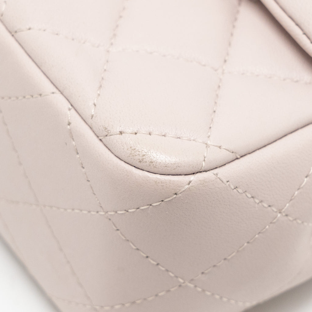 CHANEL MINI RECTANGULAR FLAP BAG LAMBSKIN LIGHT PINK SHW (MICROCHIP)