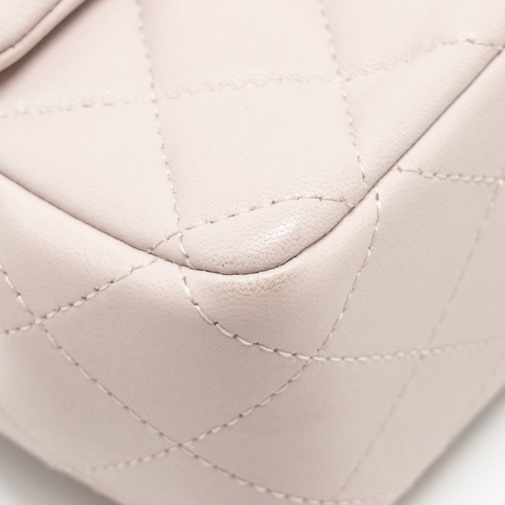 CHANEL MINI RECTANGULAR FLAP BAG LAMBSKIN LIGHT PINK SHW (MICROCHIP)