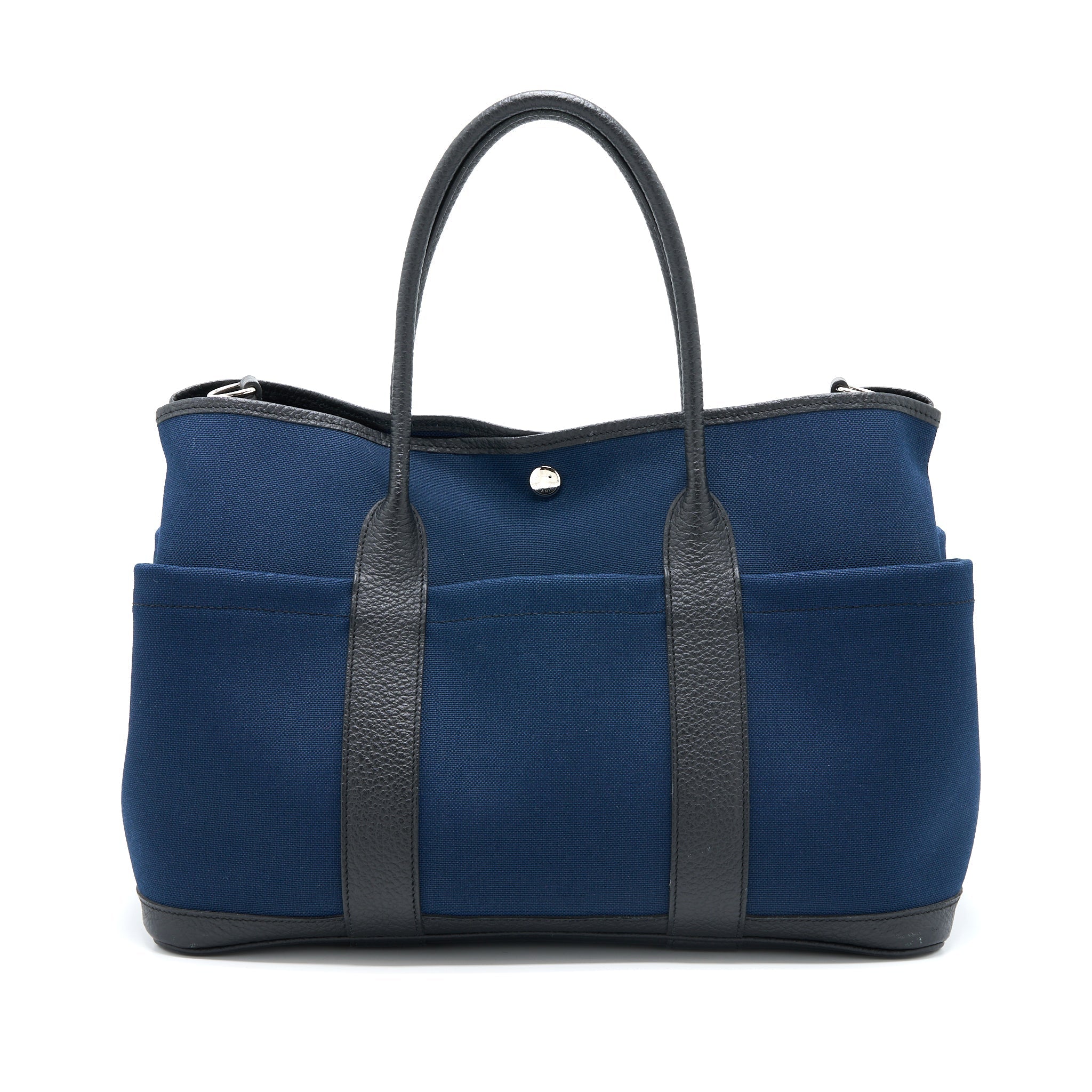 HERMES GARDEN PARTY 36 POCKETS NEGONDA/CANVAS BLEU MARINE/BLACK SHW