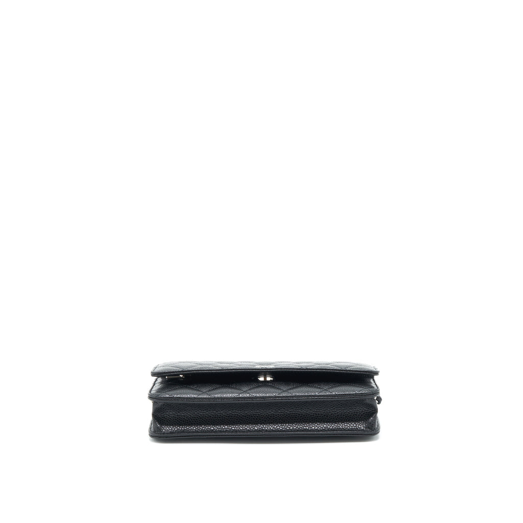 CHANEL CLASSIC WALLET ON CHAIN CAVIAR BLACK SHW (MICROCHIP)