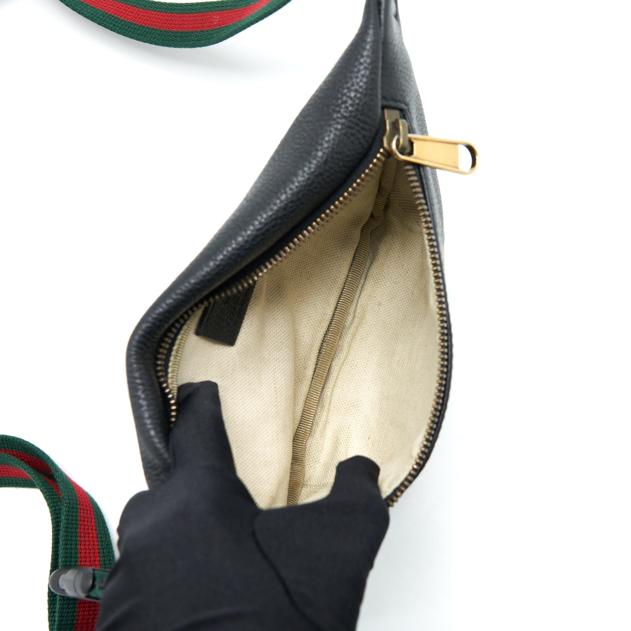 GUCCI MINI GUCCI PRINT BELT BAG BLACK GHW
