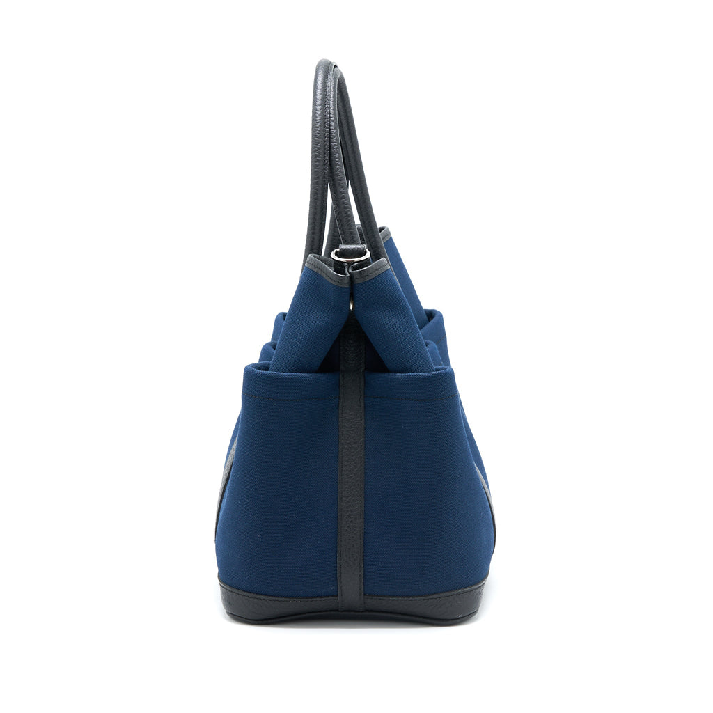 HERMES GARDEN PARTY 36 POCKETS NEGONDA/CANVAS BLEU MARINE/BLACK SHW
