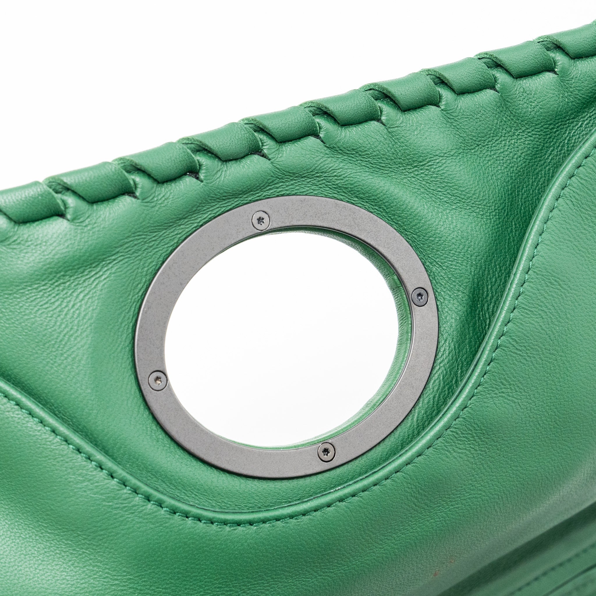 BOTTEGA VENETA CLUTCH NAPPA GREEN BLACK HARDWARE