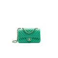 CHANEL CHEVRON MINI RECTANGULAR GREEN WITH LGHW