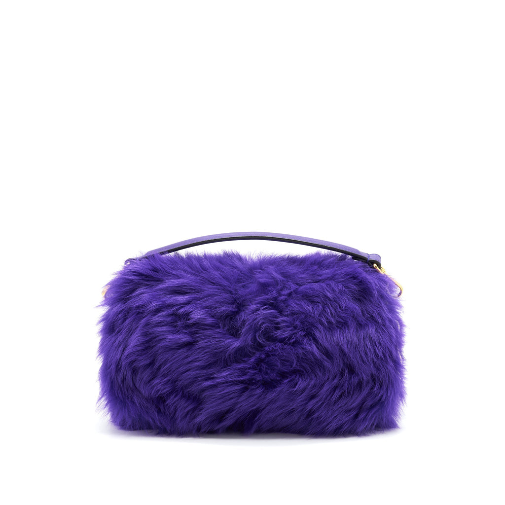 FENDI BAGUETTE FUR HANDBAG PURPLE