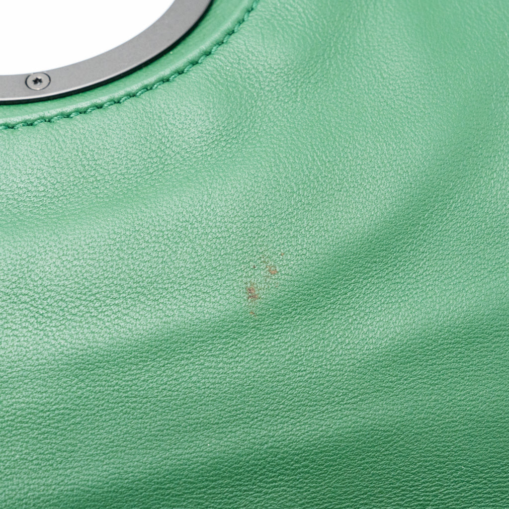 BOTTEGA VENETA CLUTCH NAPPA GREEN BLACK HARDWARE