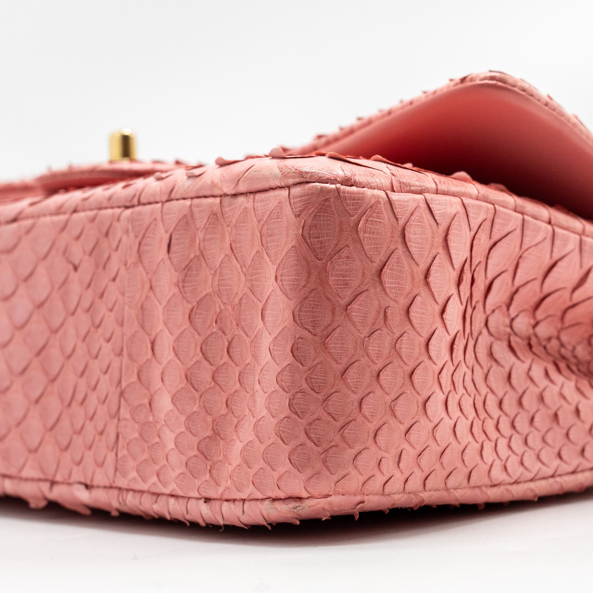CHANEL MEDIUM FLAP BAG WITH DETAILED CHARMS PYTHON PINK GHW