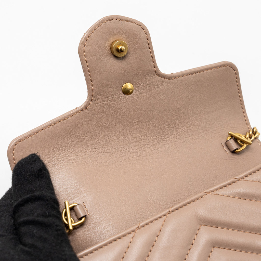 GUCCI SUPER MINI GG MARMONT CALFSKIN BEIGE GHW