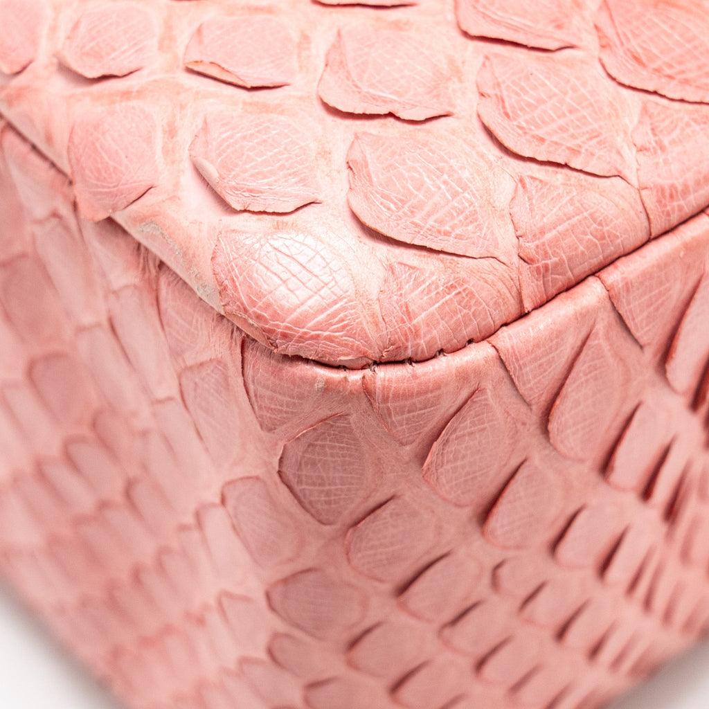 CHANEL MEDIUM FLAP BAG WITH DETAILED CHARMS PYTHON PINK GHW