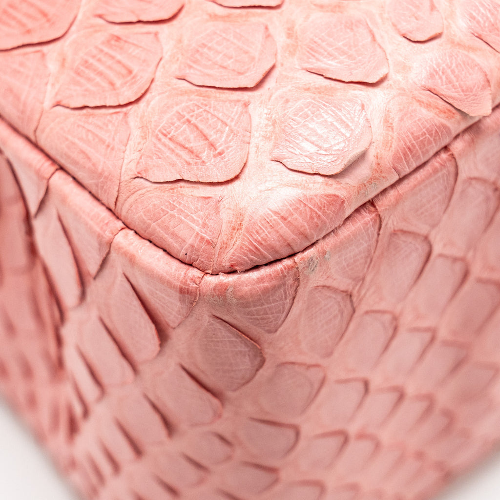 CHANEL MEDIUM FLAP BAG WITH DETAILED CHARMS PYTHON PINK GHW