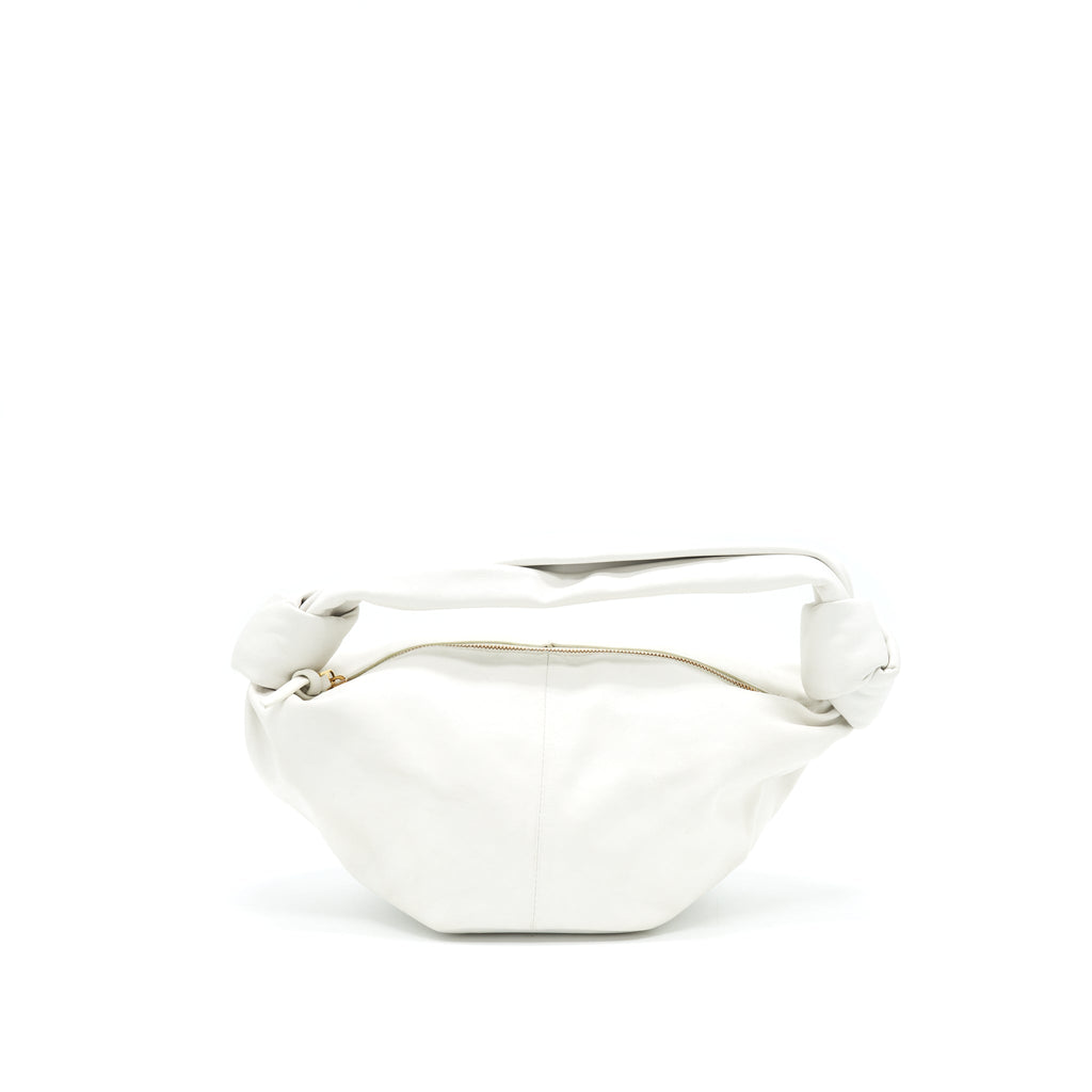 BOTTEGA VENETA DOUBLE KNOT LEATHER SHOULDER BAG WHITE