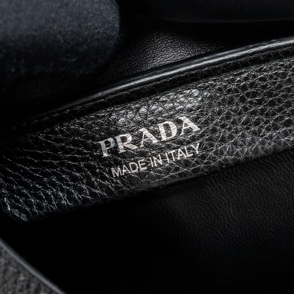 PRADA MEDIUM LEATHER TOTE BLACK SHW