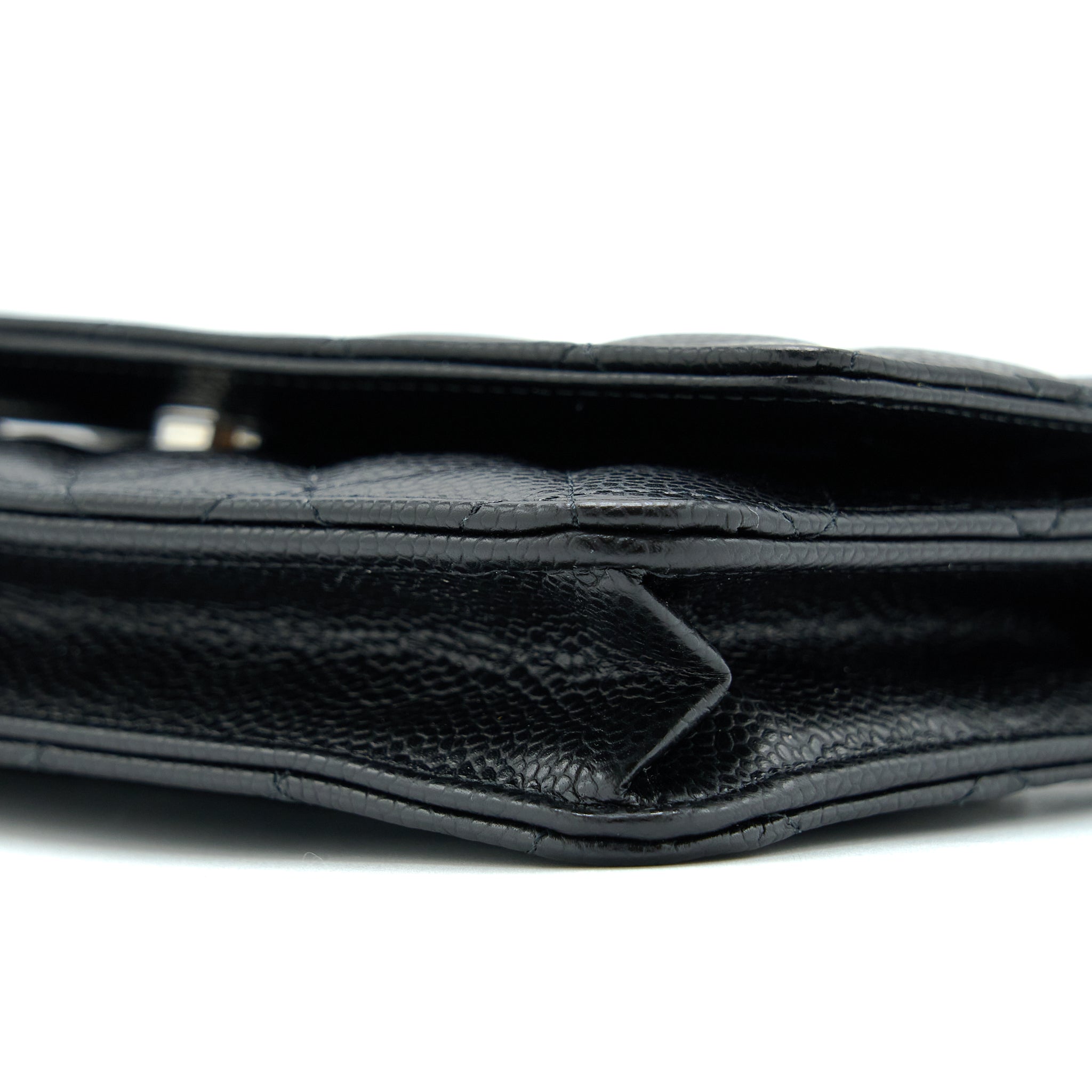 CHANEL CLASSIC WALLET ON CHAIN CAVIAR BLACK SHW (MICROCHIP)