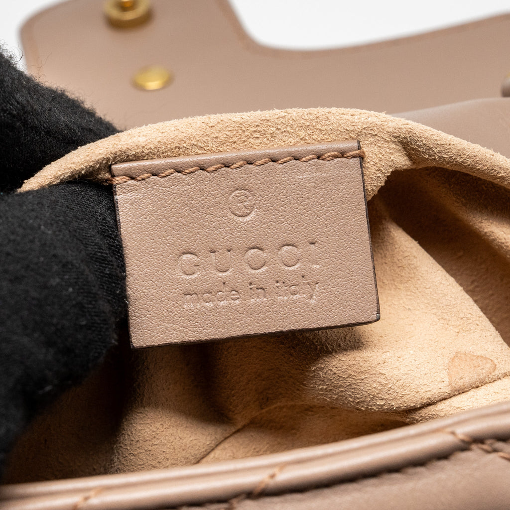 GUCCI SUPER MINI GG MARMONT CALFSKIN BEIGE GHW