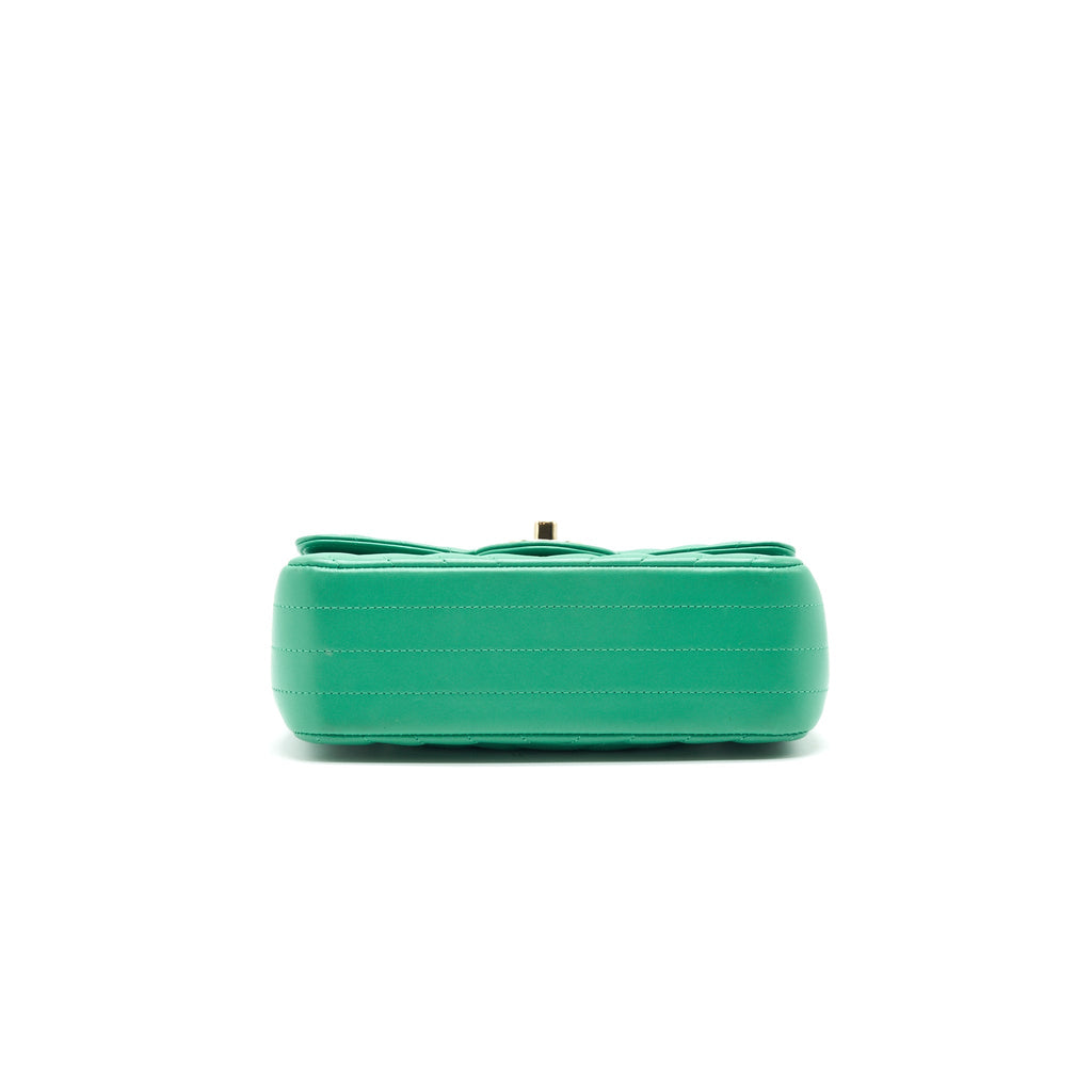 CHANEL CHEVRON MINI RECTANGULAR GREEN WITH LGHW