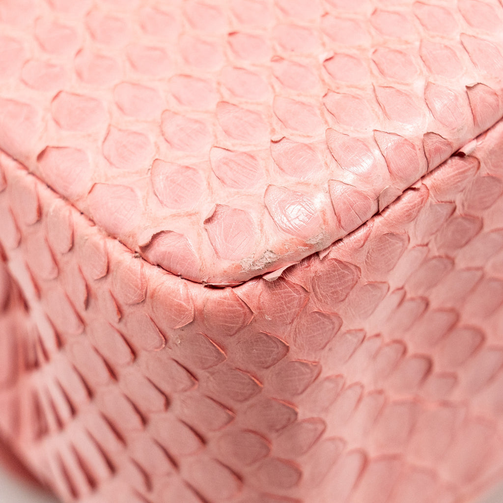 CHANEL MEDIUM FLAP BAG WITH DETAILED CHARMS PYTHON PINK GHW