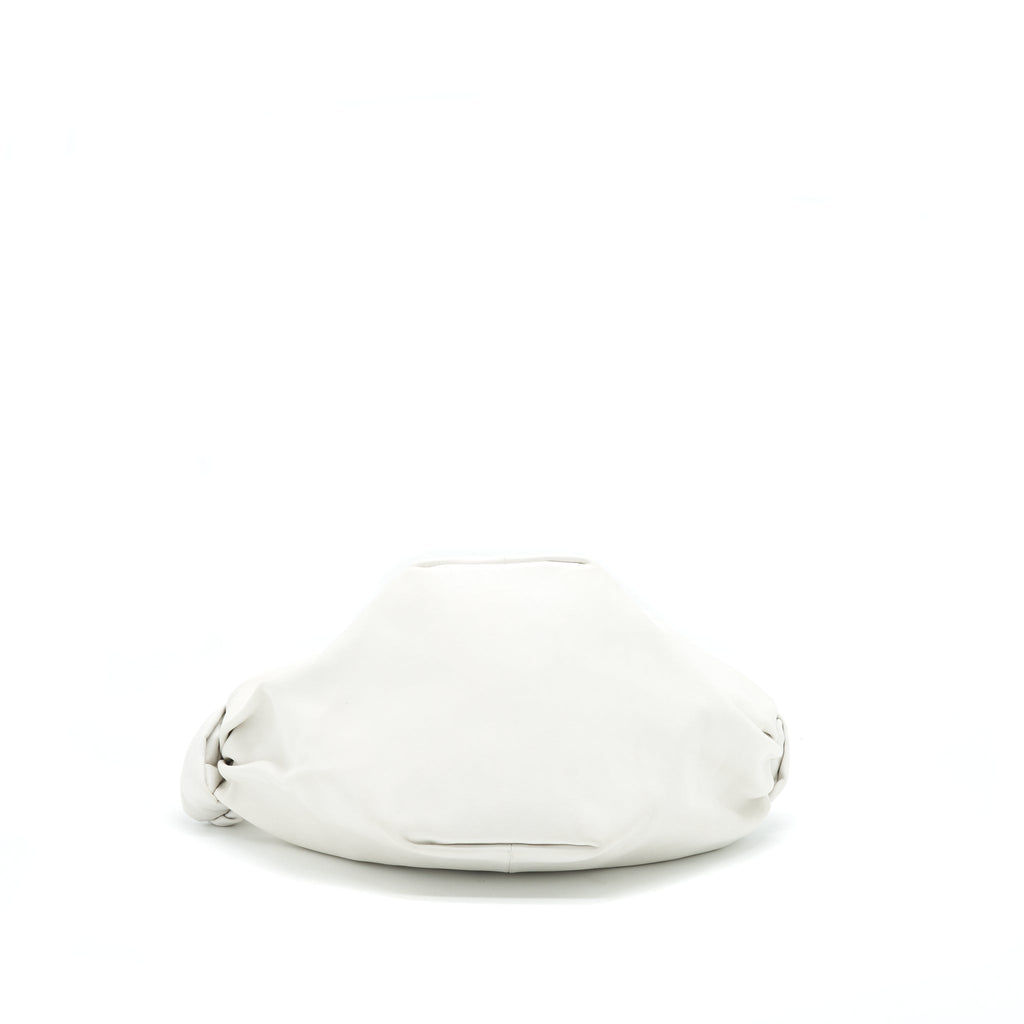 BOTTEGA VENETA DOUBLE KNOT LEATHER SHOULDER BAG WHITE