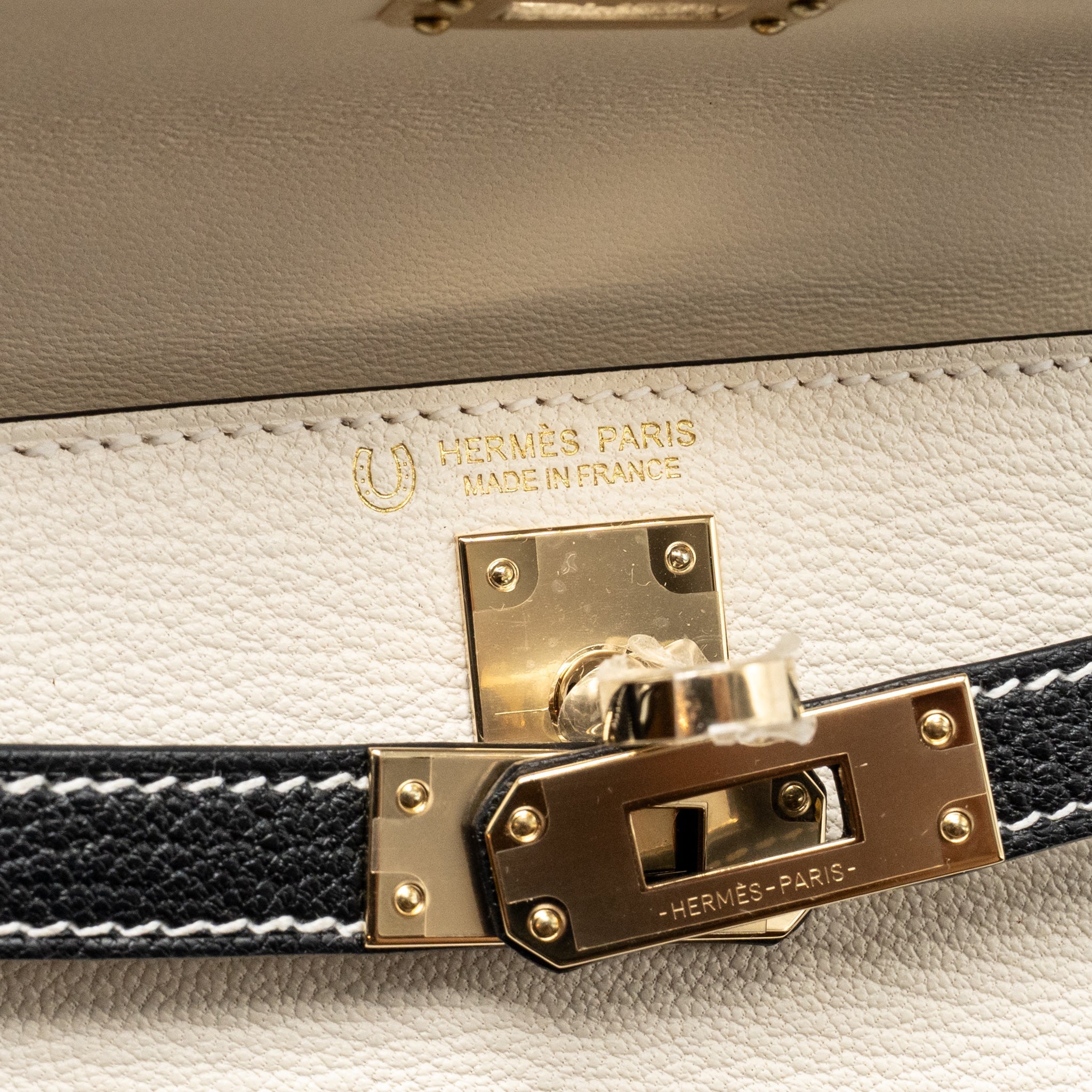 HERMES MINI KELLY II SPECIAL ORDER CHÈVRE MYSORE NATA/BLACK LGHW