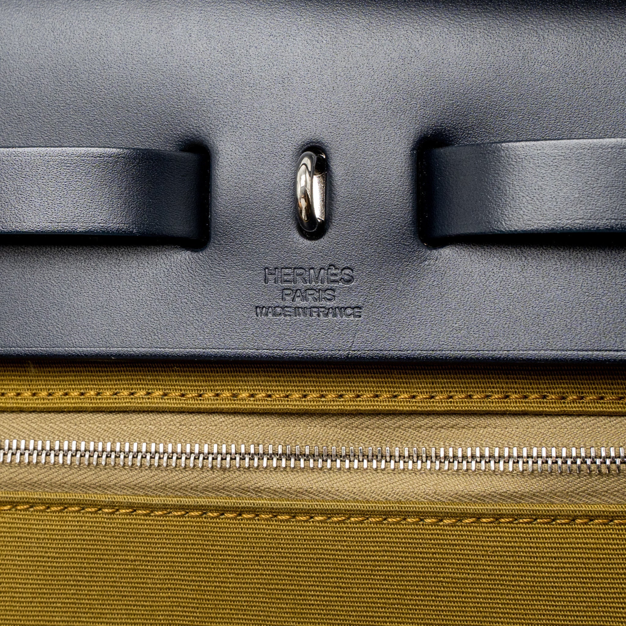 HERMES HERBAG 31 ZIP BAG CANVAS/VACHE HUNTER VERT CYPRES/VERT OLIVE/BLUE INDIGO SHW