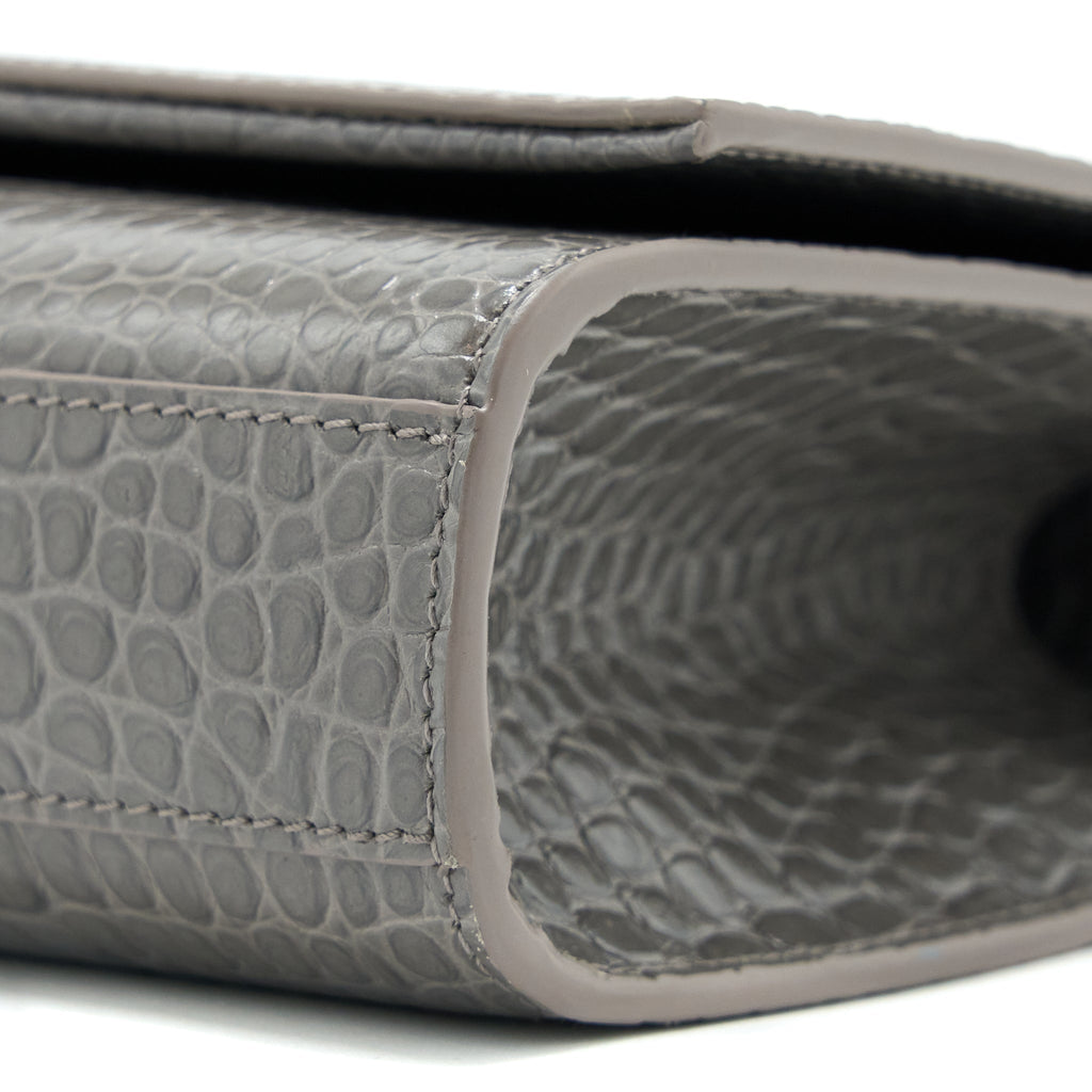 SAINT LAURENT KATE BAG CROC EMBOSSED-CALFSKIN GREY SHW