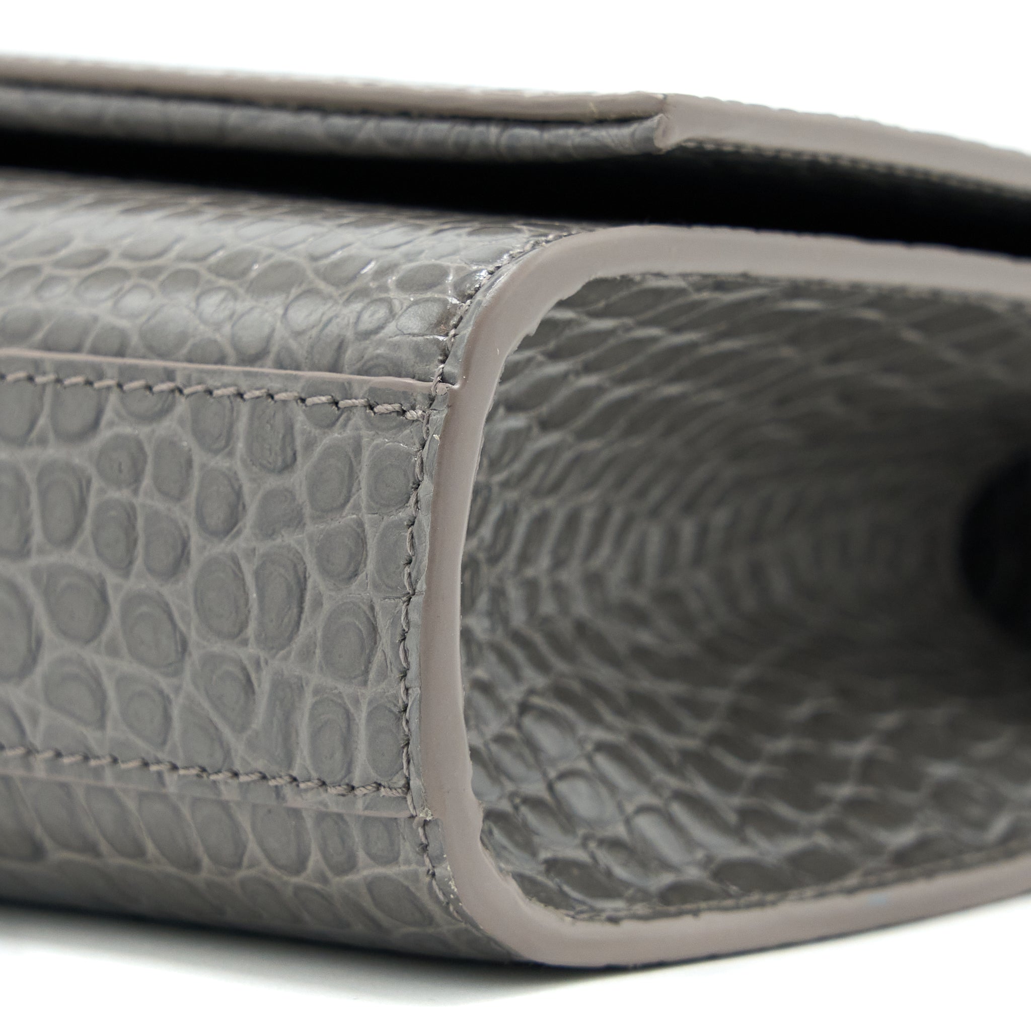 SAINT LAURENT KATE BAG CROC EMBOSSED-CALFSKIN GREY SHW