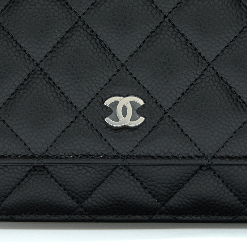 CHANEL CLASSIC WALLET ON CHAIN CAVIAR BLACK SHW (MICROCHIP)
