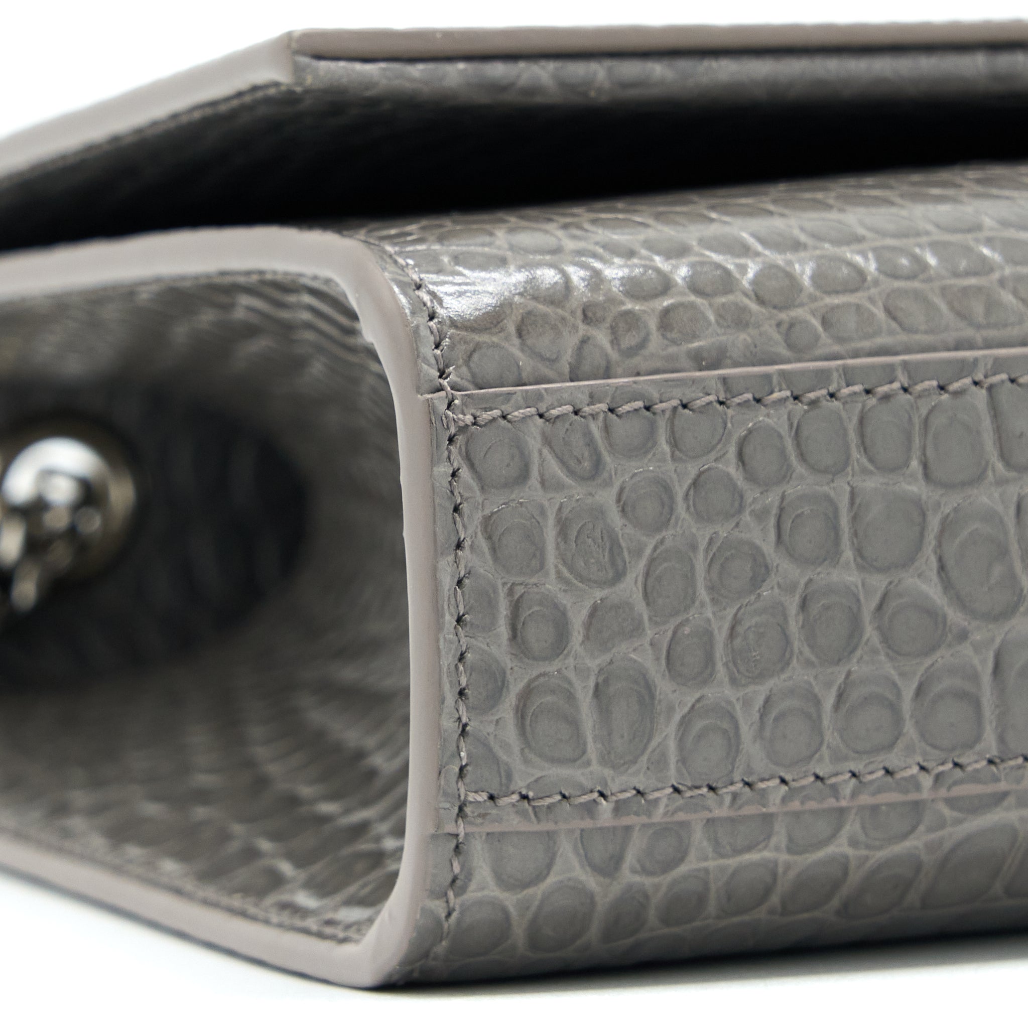 SAINT LAURENT KATE BAG CROC EMBOSSED-CALFSKIN GREY SHW