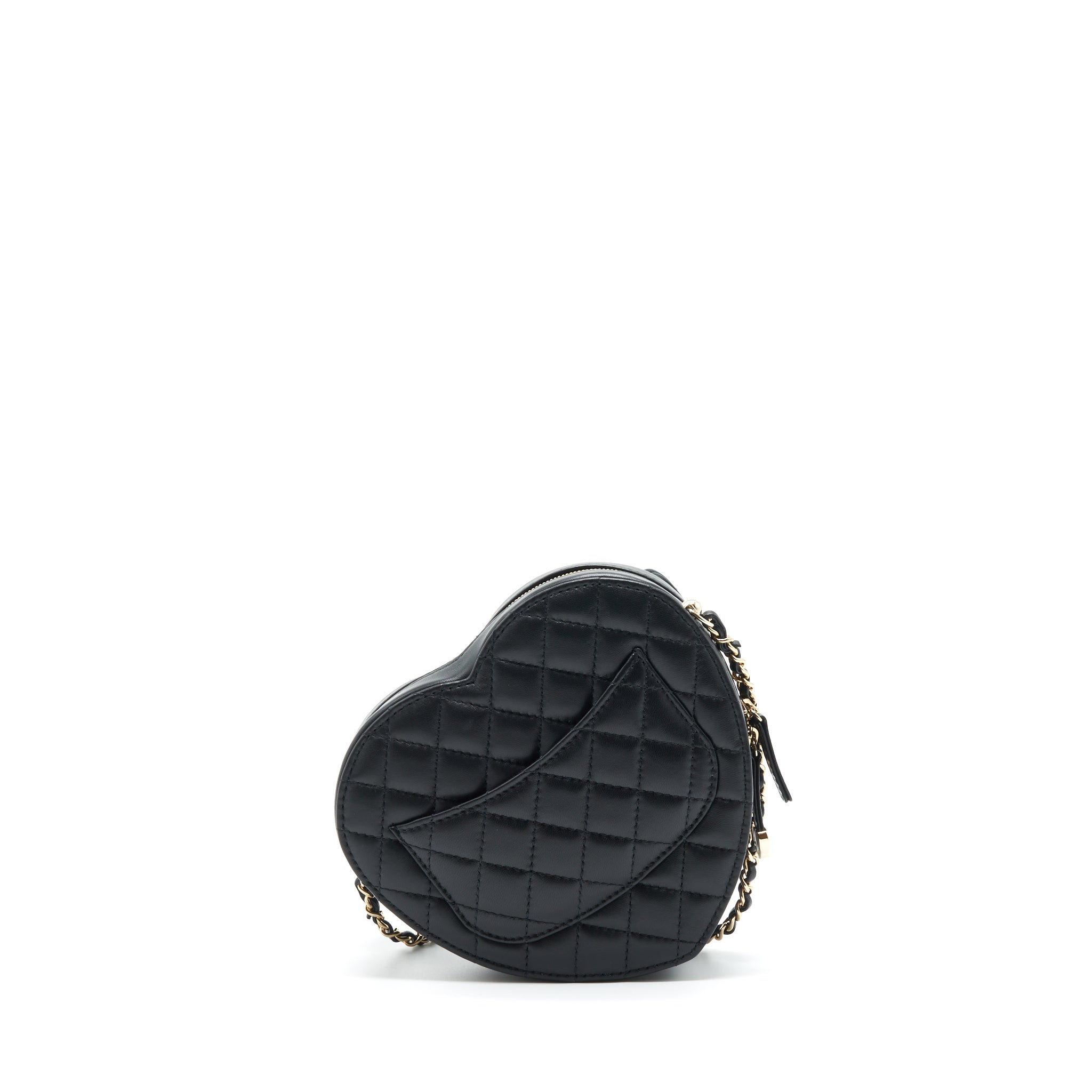 CHANEL 22S HEART BAG LAMBSKIN BLACK LGHW (MICROCHIP)