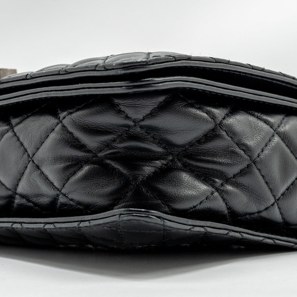 CHANEL MULTI CHAIN BOY BAG CALFSKIN/TWEED BLACK SHW