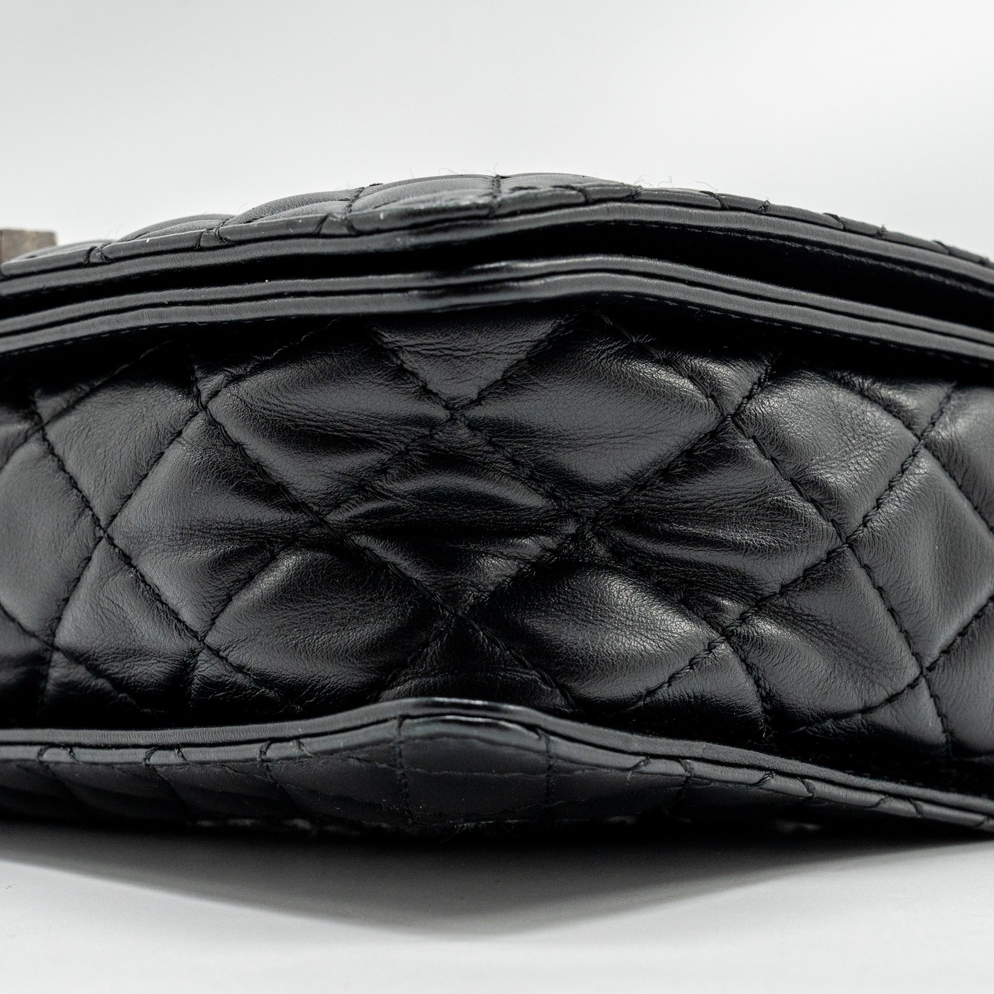 CHANEL MULTI CHAIN BOY BAG CALFSKIN/TWEED BLACK SHW