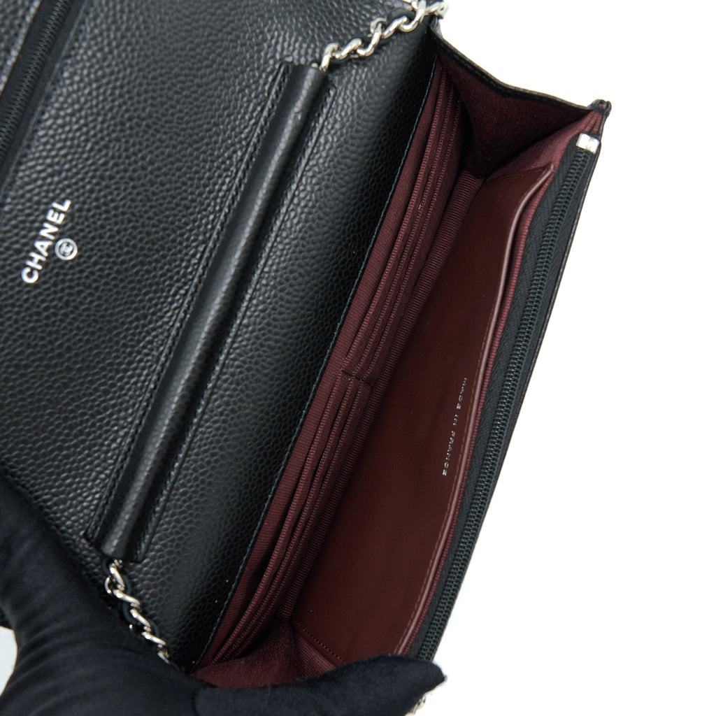 CHANEL CLASSIC WALLET ON CHAIN CAVIAR BLACK SHW (MICROCHIP)