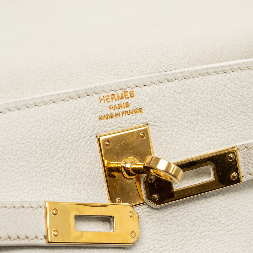 HERMES KELLY 25 EVERCOLOR BLANC GHW