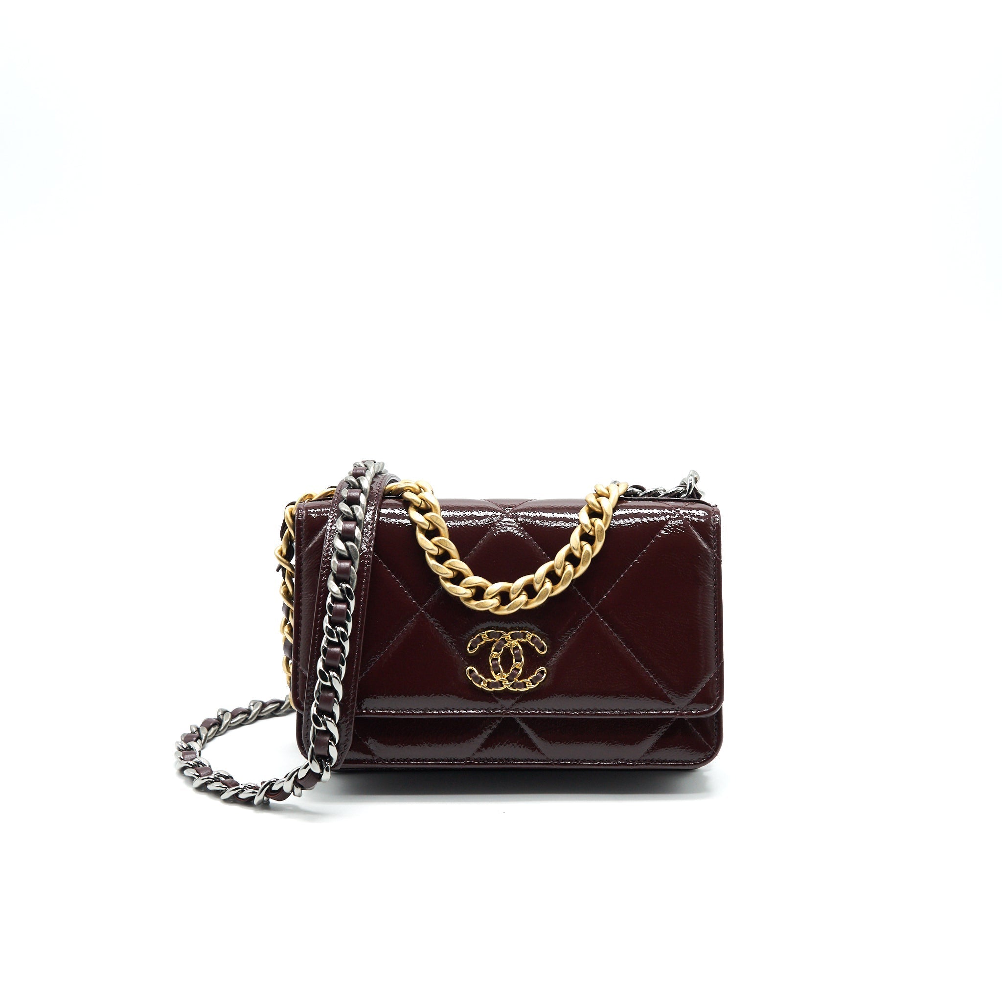 CHANEL 19 WALLET ON CHAIN BURGUNDY