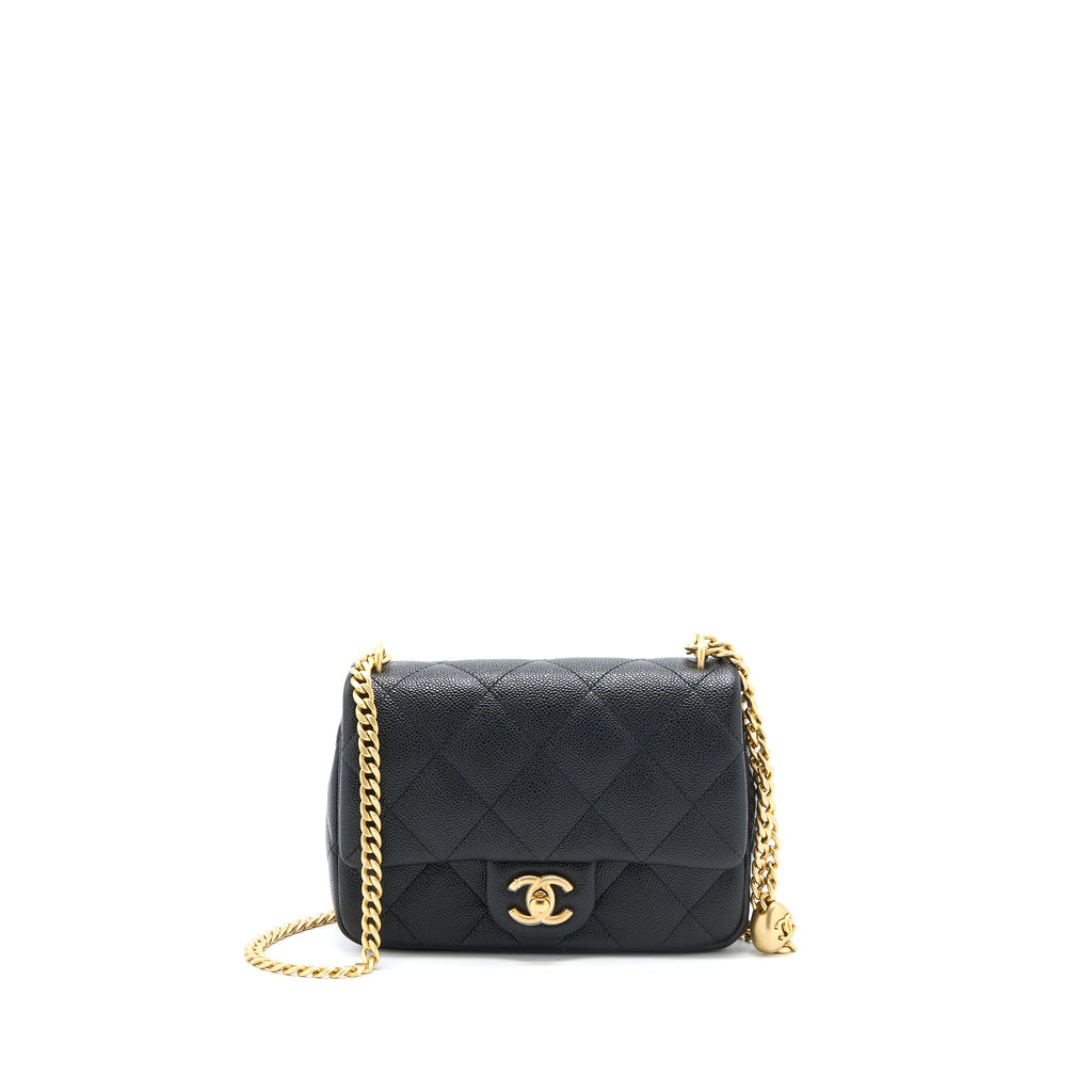 CHANEL 23P COCO LOVE FLAP BAG CAVIAR BLACK GHW (MICROCHIP)