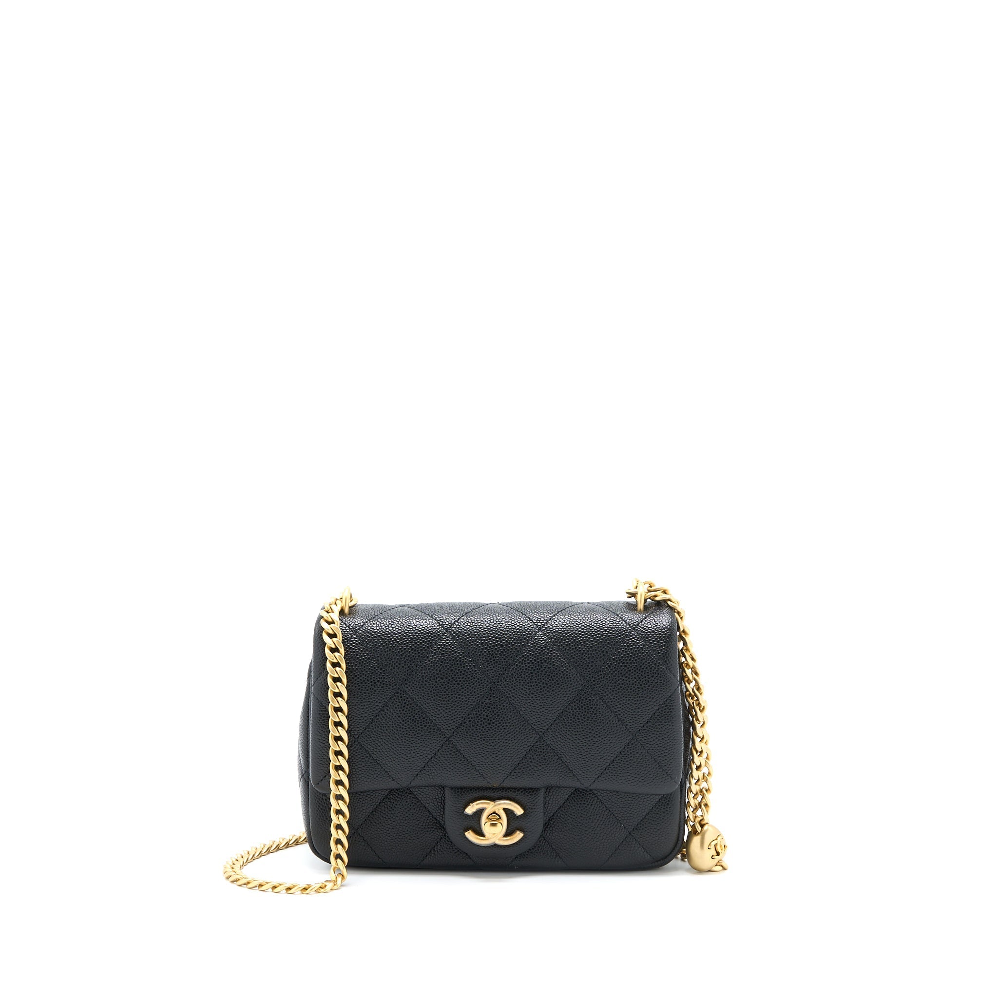 CHANEL 23P COCO LOVE FLAP BAG CAVIAR BLACK GHW (MICROCHIP)