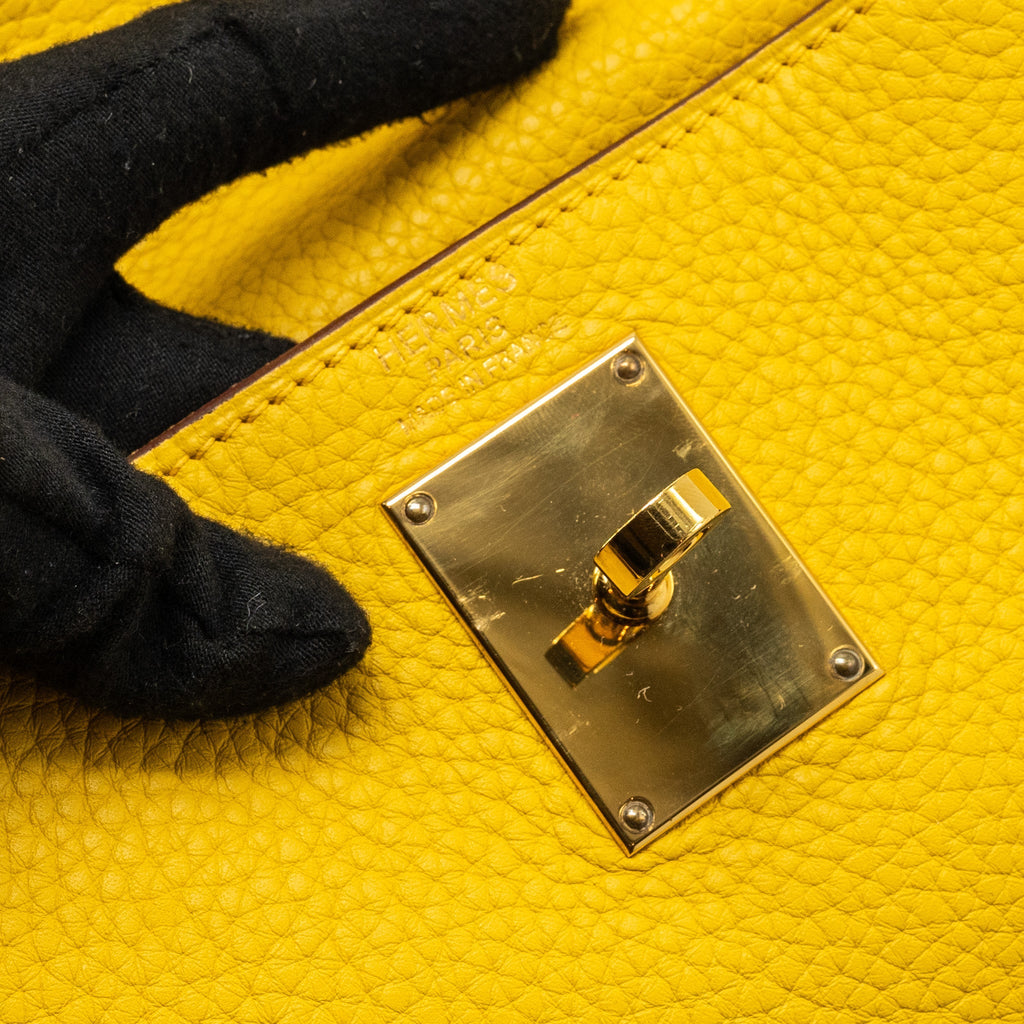 HERMES SHOULDER KELLY CLEMENCE JAUNE AMBER GHW