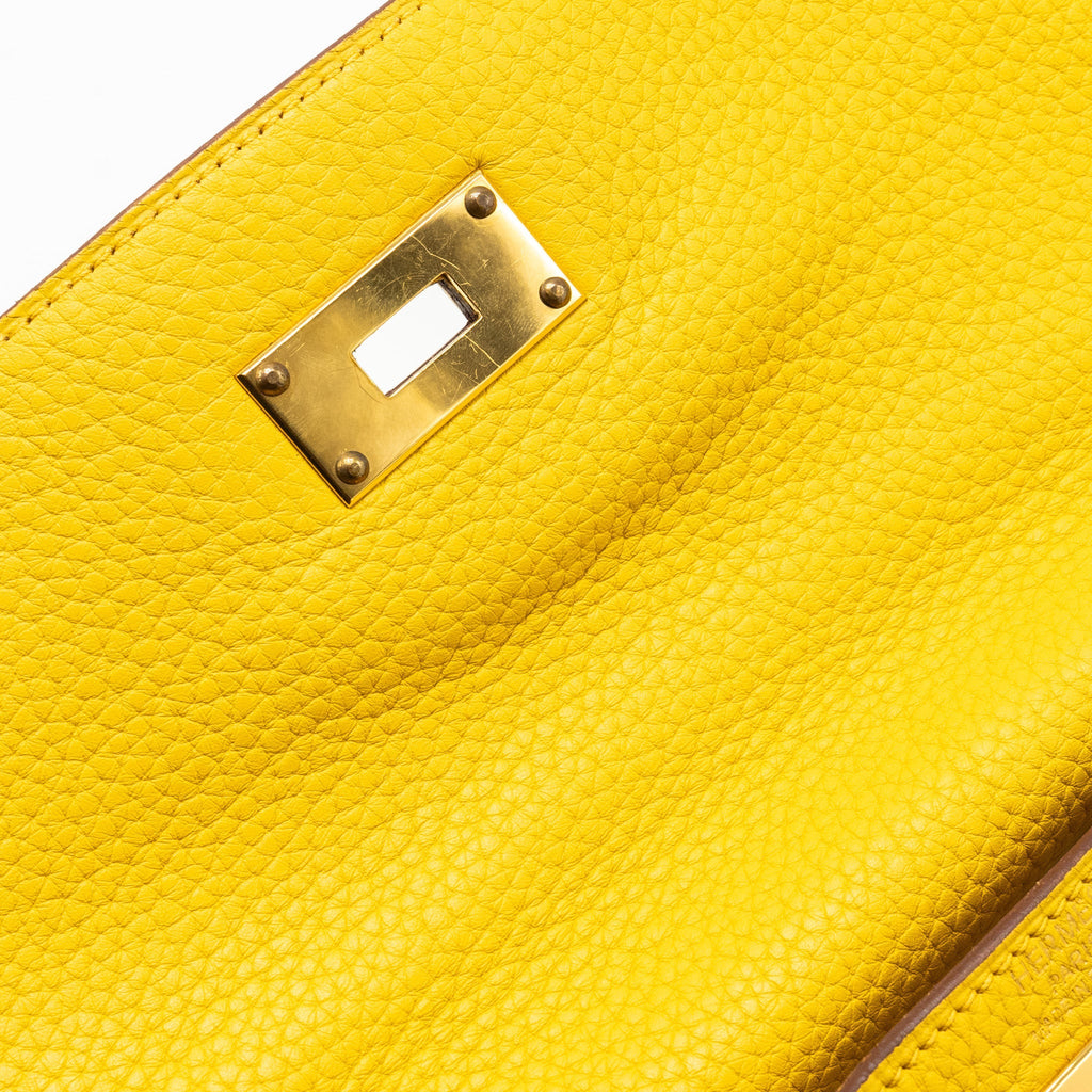 HERMES SHOULDER KELLY CLEMENCE JAUNE AMBER GHW