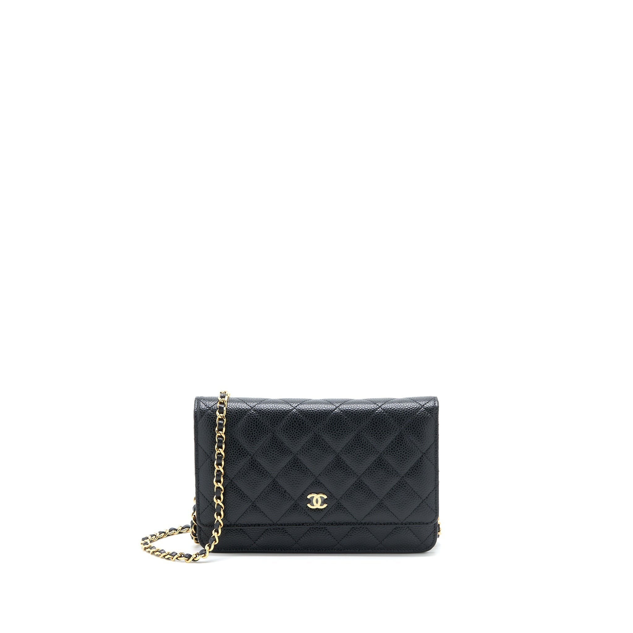 CHANEL CLASSIC WALLET ON CHAIN CAVIAR BLACK GHW( MICROCHIP)